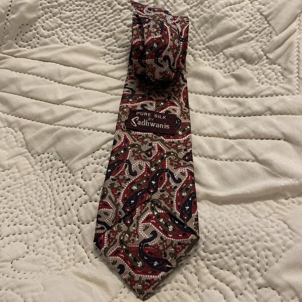 Vintage Sadhwanis Abstract Chili Peppers Floral Multic Pure Silk‎ Tie Necktie